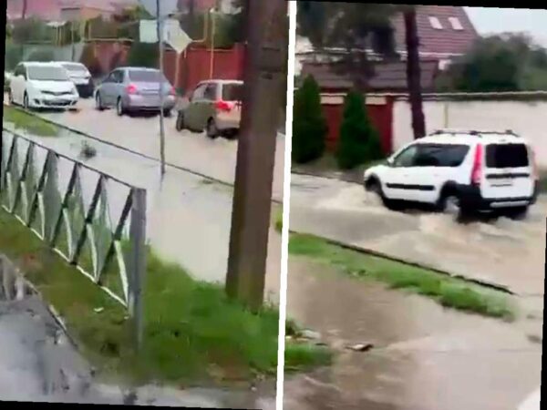 Сильный ливень затопил дорогу в сочинском селе